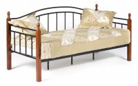 Кровать LANDLER Wood slat base дерево гевея/металл, 90*200 см (Day bed), красный дуб/черный фото Кровать LANDLER Wood slat base дерево гевея/металл, 90*200 см (Day bed), красный дуб/черный. Фото №1