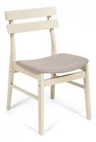 CT 8805 Стул Fes с мягким сиденьем дерево гевея, 53,5*47,5*76,5см, античный белый, ткань бежевая (FG22616-16) (поставляется по 4 шт)