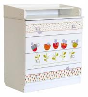 Комод пеленальный Polini kids Simple 1580 Сонные котята, белый. Фото №1