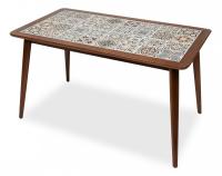 CT3052 Tanger стол с плиткой дерево гевея/плитка, 74*134*75см, Тёмный Дуб, рисунок - марокко. Фото №1