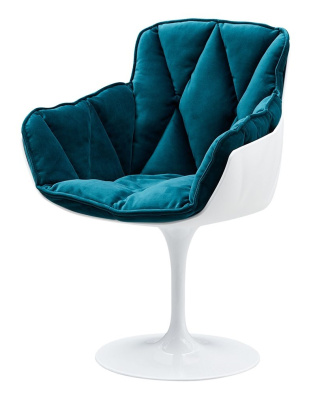 Дизайнерское кресло DC1571D(V2) белый/бирюзовый. Фото
