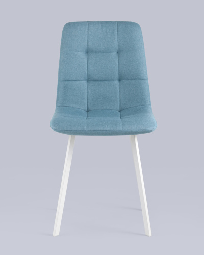Стул Chilly рогожка голубой ножки белые фото Стул Chilly рогожка голубой ножки белые. Фото №5