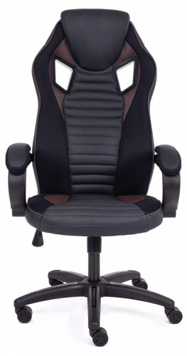 Кресло PILOT кож/зам/ткань, черный/черный перфорированный/коричневый, 36-6/36-6/06/36-36/TW-11. Фото №2