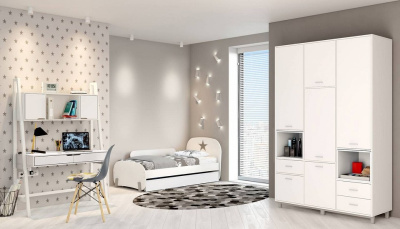 Шкаф комбинированный Polini Kids Mirum, белый. Фото