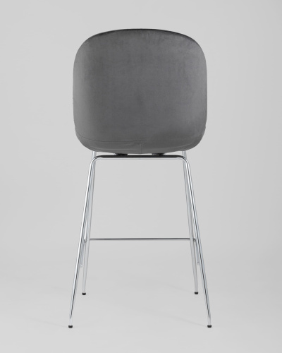 Стул полубарный Beetle со спинкой серый хромированные ножки. Фото №6