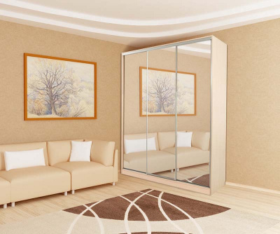 Шкаф-купеБассо 4-600* (полкиСлева)дуб млечный. Фото