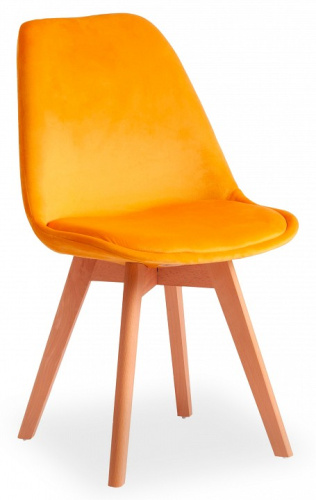 Стул Secret De Maison TULIP SOFT (mod. 74) вельвет/дерево , 54 х 47 х 83 см , желтый (HLR 41)/натуральный (поставляется по 4 шт). Фото №1
