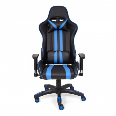 Кресло iCar, кож/зам, черный/синий (id: ). Фото