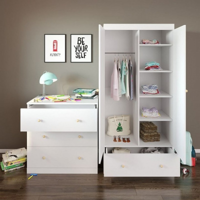 Шкаф платяной Polini kids Fun 890, белый. Фото