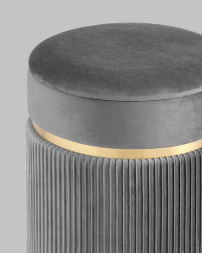 Пуф Миранда с ящиком велюр серый. Фото №6