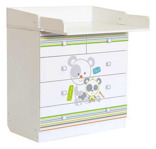 Комод пеленальный Polini kids Simple 1780 Панды, белый. Фото №3