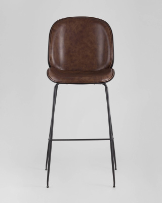 Стул барный Beetle PU со спинкой коричневый. Фото