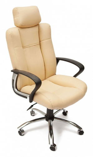 Компьютерное кресло OXFORD хром кож/зам, бежевый/бежевый перфорированный, 36-34/36-34/06 (id:  ). Фото №1