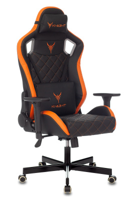 Кресло игровое Knight OUTRIDER черный/оранжевый ромбик эко.кожа с подголов. крестовина металл. Фото №3