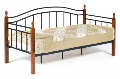 Кровать LANDLER Wood slat base дерево гевея/металл, 90*200 см (Day bed), красный дуб/черный фото Кровать LANDLER Wood slat base дерево гевея/металл, 90*200 см (Day bed), красный дуб/черный. Фото №2