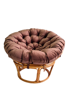 Кресло Папасан 23/01 с коричневой подушкой. Фото