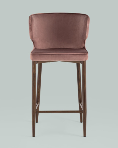 Стул полубарный Матео велюр пыльно-розовый ножки дерево. Фото №5