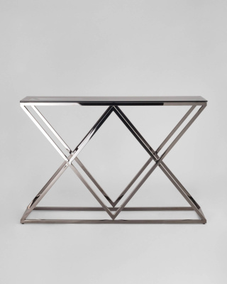 Консоль ИНСИГНИЯ 115*30 сталь темный хром стекло smoke. Фото