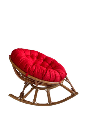 Кресло Папасан-качалка 23/01D с красной подушкой. Фото
