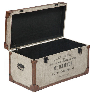 Набор из 2-х столиков-сундуков Secret De Maison FONDU ( mod. M-12882 )  дерево манго/кожа буйвола/ткань, 37х70,5х36/28х64х28см, коричневый,. Фото №2