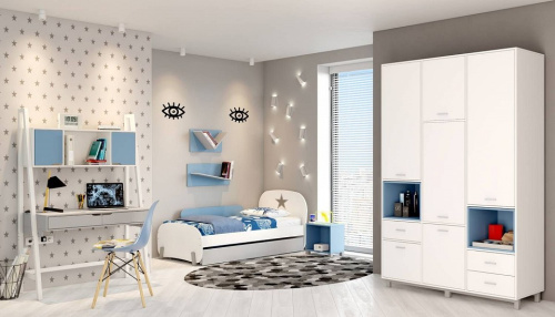 Шкаф комбинированный Polini Kids Mirum, белый. Фото №4