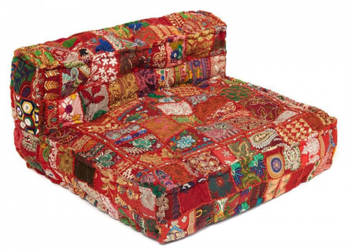 Модуль мягкий со спинкой Secret De Maison GIPSY (mod. MA-100) cotton patchwork, 80х80х43см, этнический красный. Фото №1