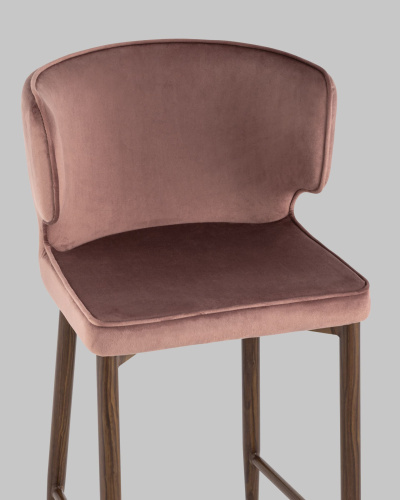 Стул полубарный Матео велюр пыльно-розовый ножки дерево. Фото №9