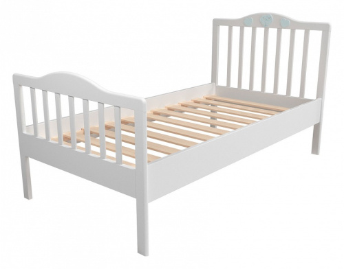 Кровать Лилу Птички НМ 041.06 М + НМ 041.06-01 Ограждение, Белый/Голубой (эмаль), Фанера, п/м. Фото №2